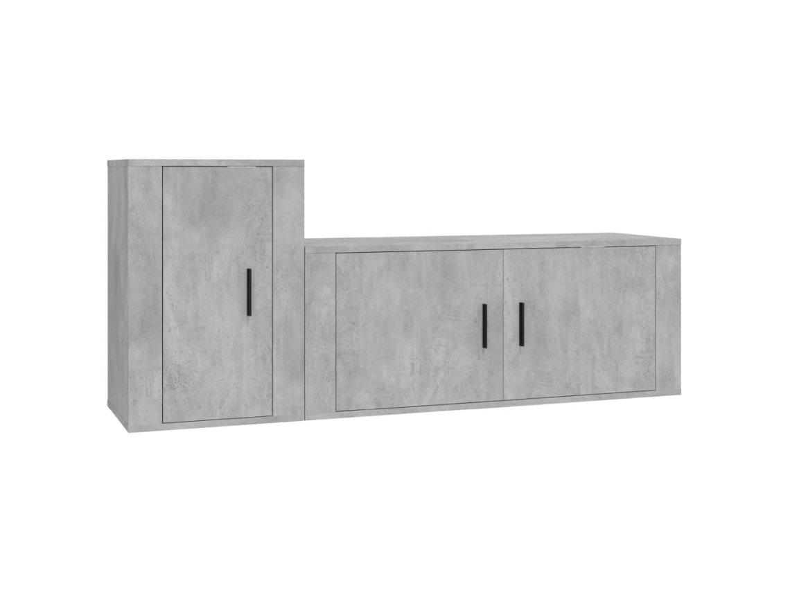 Conjunto de 2 muebles de TV de madera gris cemento EXCLUSIVO DE LA CASA