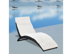 Tumbona plegable Mueble para patio Asiento de jardín con cojín ratán sintético negra