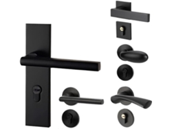 Manija De Puerta Aleación Aluminio Negra For Interiores Dormitorios, Cerraduras Divididas, Cerradura Silenciosa,