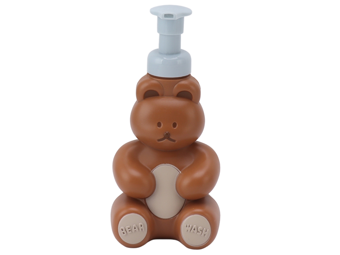 Botella Vacía Con Dosificador Para Jabón Líquido, Champú O Acondicionador, Con Forma De Oso Pequeño Marrón.