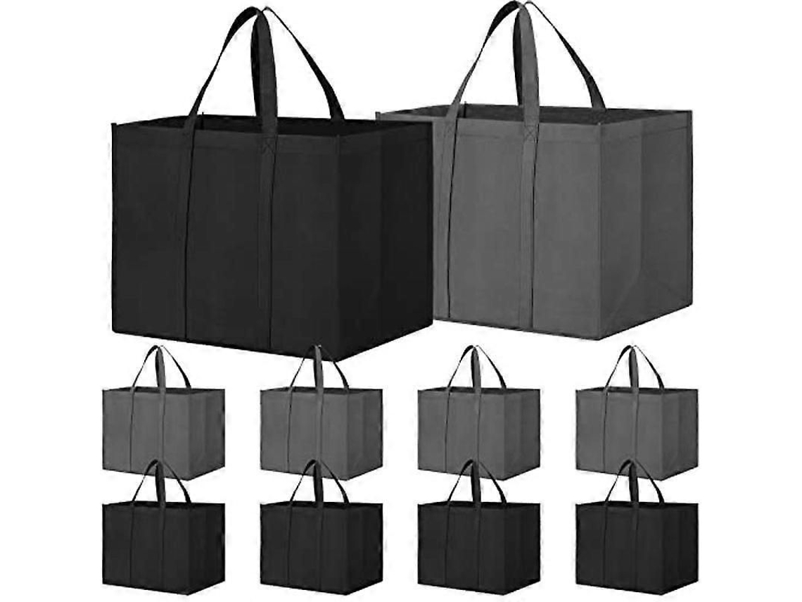Paquete de 10 bolsas de compra reutilizables Luxora, grandes y plegables, con asas largas, ideales para comprar comestibles, ropa y productos.