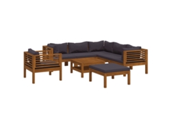 vidaXL Muebles de jardín 8 pzas cojines madera maciza de acacia
