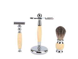 Kit De Barbear Clássico Para Homem Com Lâmina Manual, Pincel De Barba E Suporte Para Barbear