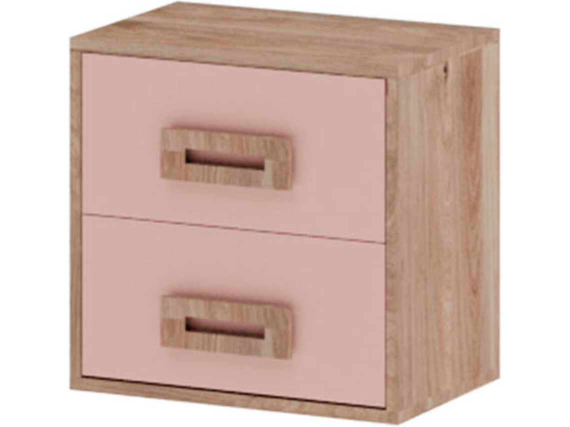 Mesita de Noche MUEBLAM Roble Rosa Nube Melamina (43x42x28 cm)