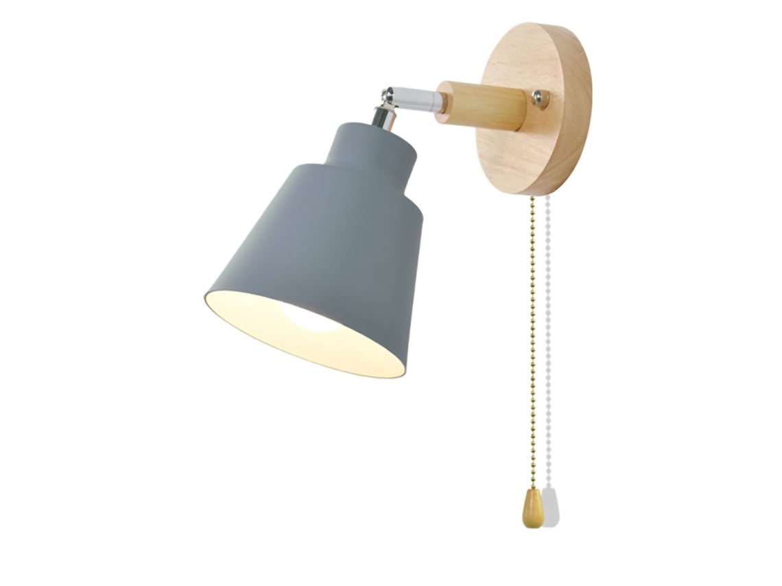 2026-lámpara De Pared Abs E27 Estilo Nórdico Moderno Con Interruptor Para Cocina Sala Dormitorio Gris