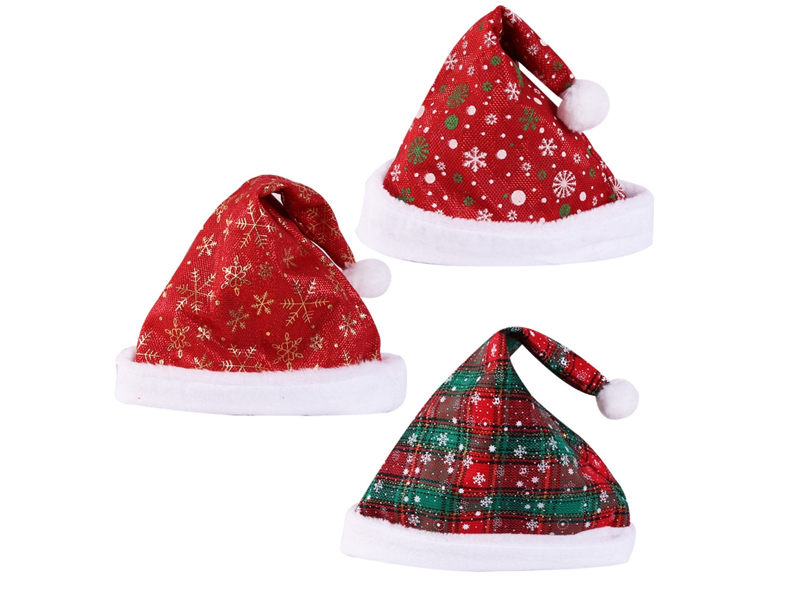 Gorros navideños - Gorros de terciopelo unisex de 3 piezas con estampado de copo de nieve RNEMITERY