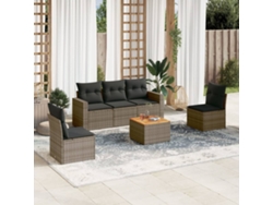 Conjunto de 6 sofás de jardín con cojines en mimbre gris DKD Home Decor