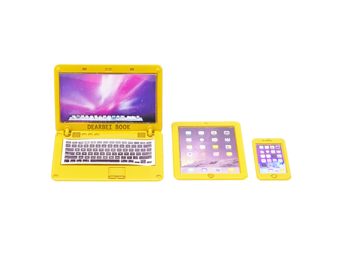 Bjww-3 Peças Conjunto Acessórios Casa De Bonecas Mini Laptop Tablet Telefone Móvel Para Bonecas 1/6 1/12 Doolspj-500-xh-03