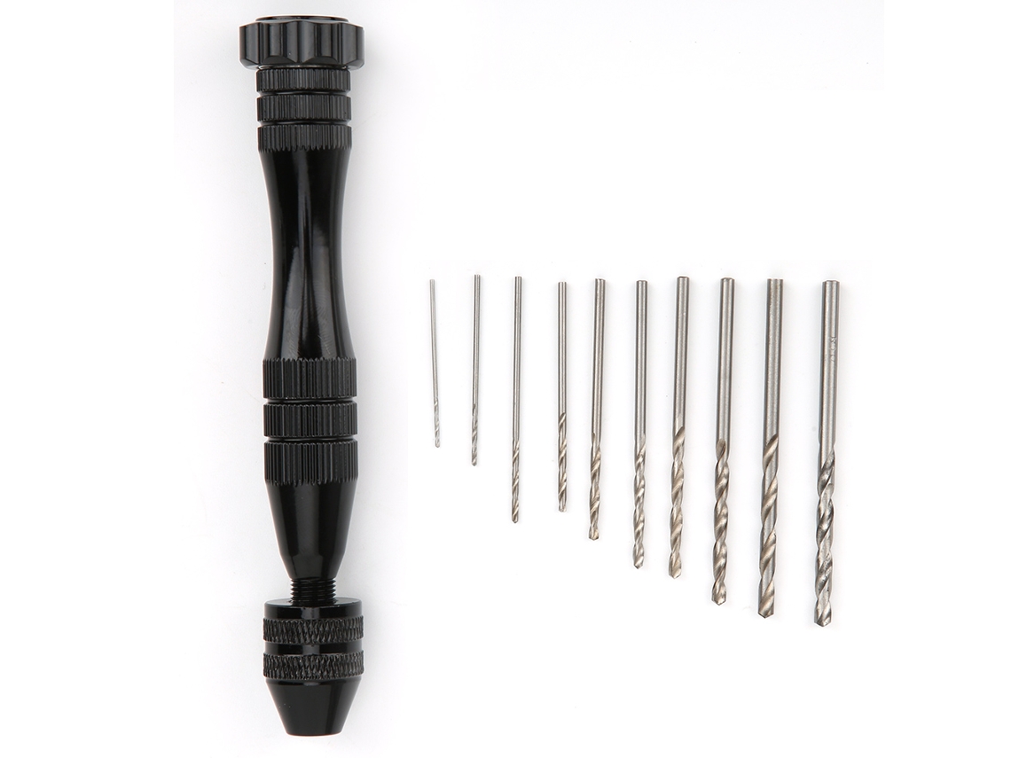 Juego de 10 taladros manuales de aleación de aluminio negro (aptos para carpintería)