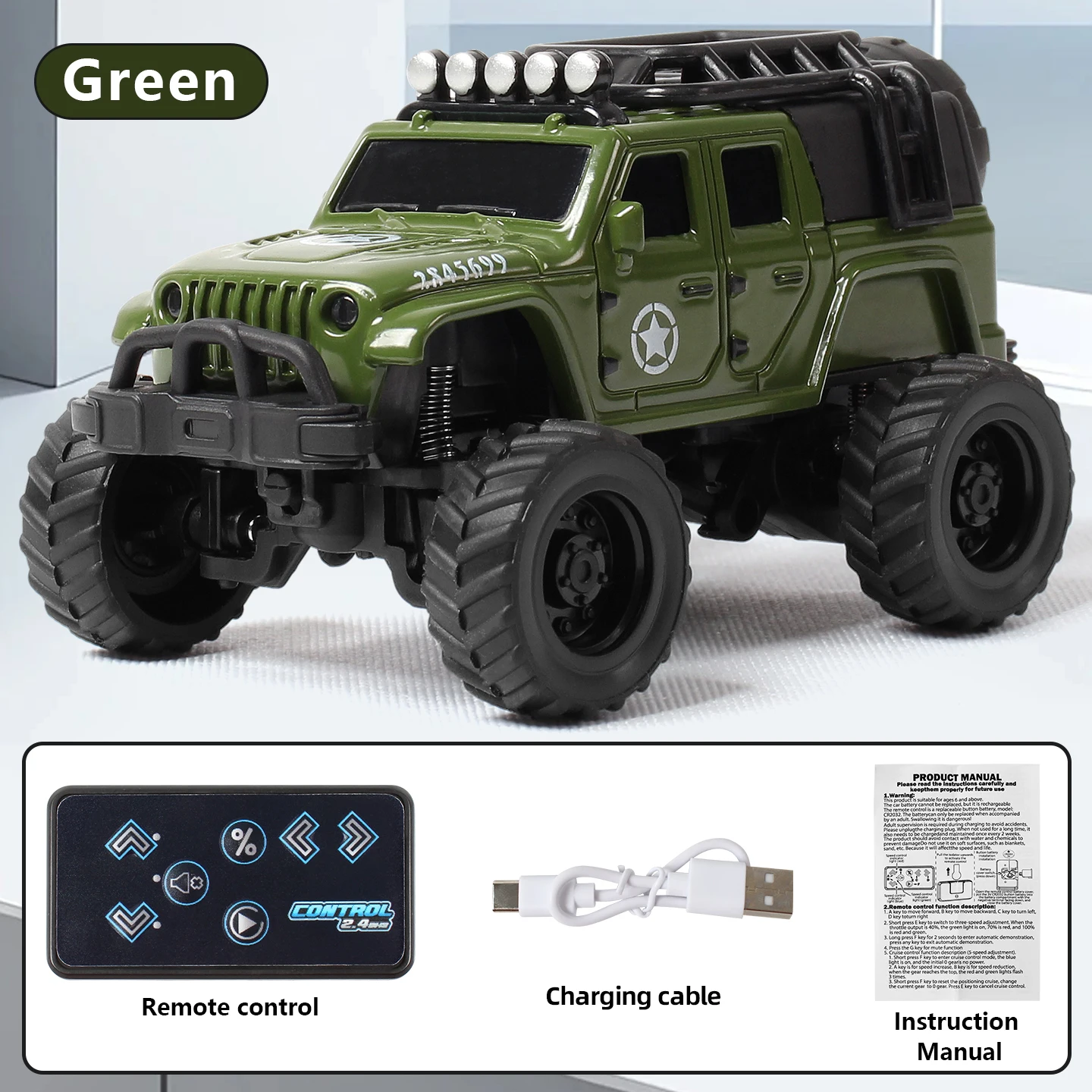 (verde) Coche De Control Remoto De Aleación Para Escritorio, Modelo De Vehículo Todoterreno, Regalo Para Niños Y Niñas.
