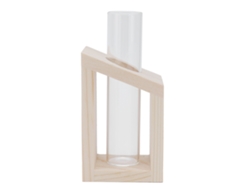 Jarrón Tubular De Vidrio Con Base De Madera Para Plantas Hidropónicas - Decoración De Mesa