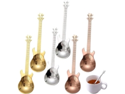 Juego De Postres De Acero Inoxidable 304, Diseño De Guitarra, Regalo Para Músicos Y Amantes Del Café/té.