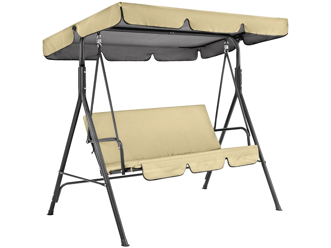 Juego de cubierta de repuesto para toldo de columpio, impermeable, con protección UV, asiento y cubierta superior para columpio de patio exterior de 3 plazas.