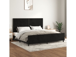 Estructura Cama Sin Colchón Terciopelo Negro 200x200 Cm