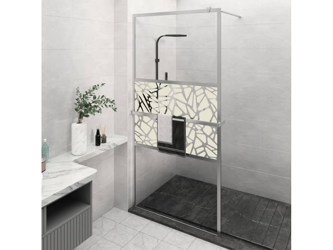 Mampara Ducha Con Estante Vidrio Esg Aluminio Cromado 115x195cm