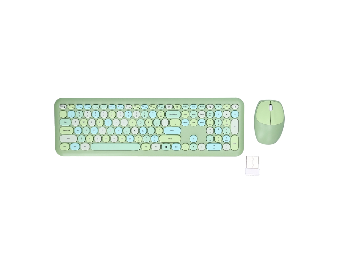Combo De Teclado Y Ratón Inalámbrico Retro Verde