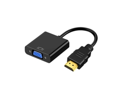 Adaptador Hdmi Vga Convertidor Hdmi A Vga Negro Con Audio Y Alimentación Full Hd 1080p Conectores Bañados En Oro