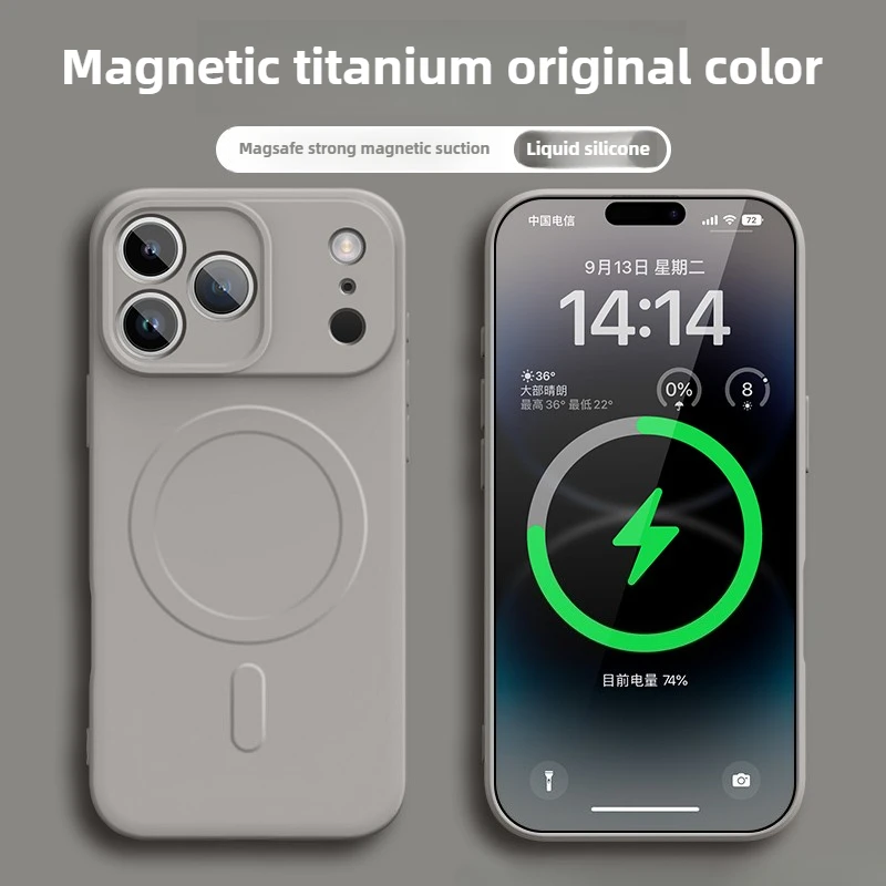 (iphone 13 Mini Gris) Funda De Silicona Líquida Magsafe Para Teléfono, Compatible Con Carga Inalámbrica Magnética.