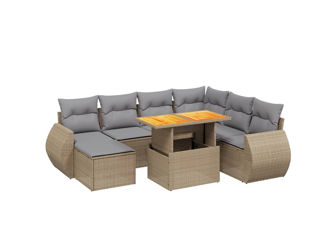 Conjunto 8 de sofás de jardín con cojines beige VIDAXL ratán PE