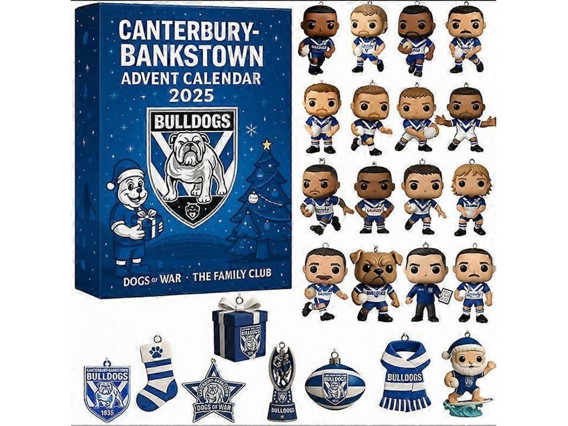 Calendario De Adviento De Navidad 2025 De Acrílico Decorativo, Estilo Completo, Bulldogs De Canterbury-bankstown