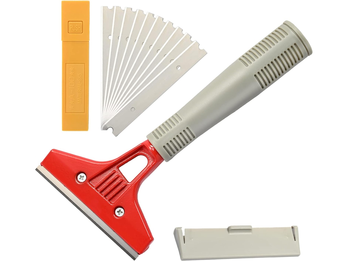 HYMNORA Rascador Industrial con 10 Cuchillas, Rascador de Plancha para Papel Pintado, Rascadores para Ventanas, para Pegamento, Baldosas, Coche, Espejo, Limpi