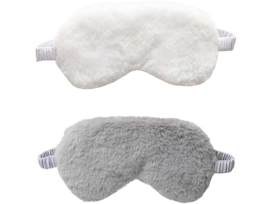 2 Antifaces Para Dormir De Felpa Suave Y Satén (gris + Blanco)