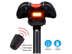 Luz trasera de bicicleta Alarma antirrobo Litio 700Mah Bocina de advertencia eléctrica Localizador de bicicletas con control remoto-ENZONS negros