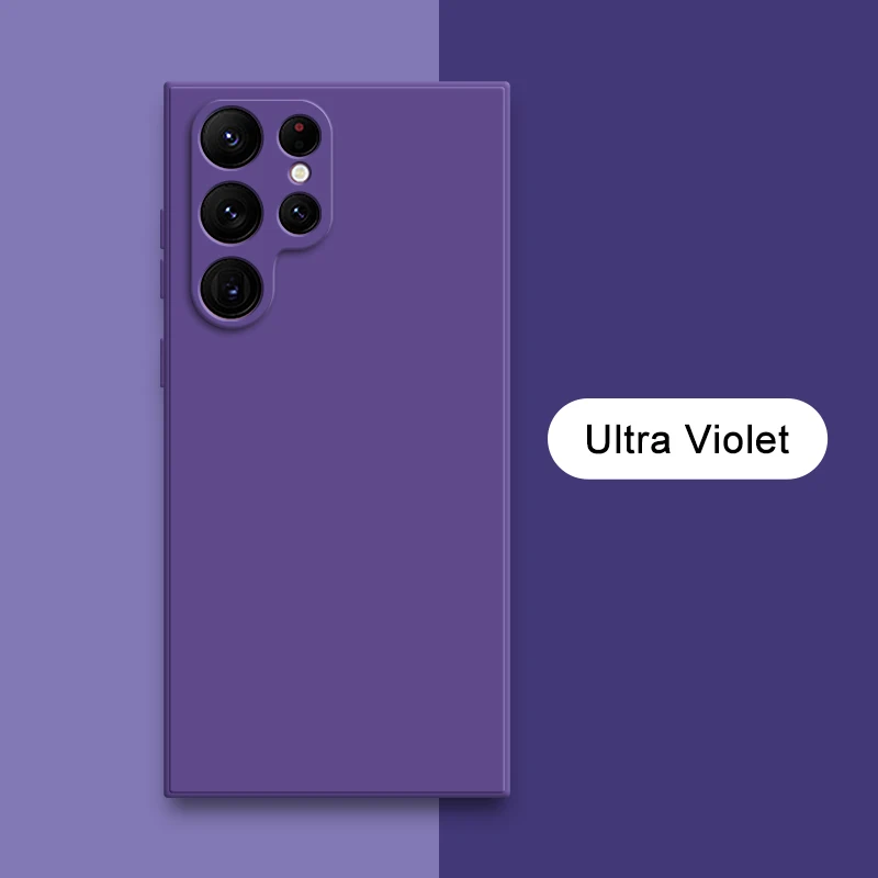 (samsung S23 Ultra, Morado Oscuro) Funda Protectora De Silicona Líquida Para Samsung, Cubierta Trasera De Tela Suave