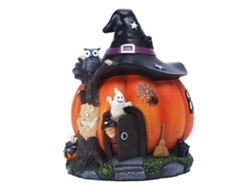 Figura Luminosa De Casa De Calabaza De Bruja En Resina, Regalo Decorativo De Halloween