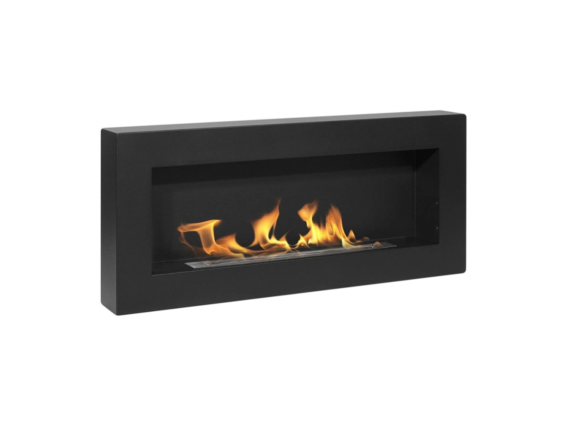 Chimenea de bioetanol de pared Siena Negra, 90 cm de largo x 12 cm de fondo x 40 cm de alto. Divina Fire