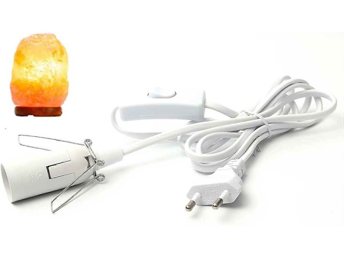 Rebe-cable Para Lámpara De Sal Con Interruptor - E14-1.8 M - Enchufe Blanco, Fácil Instalación, Material Pvc
