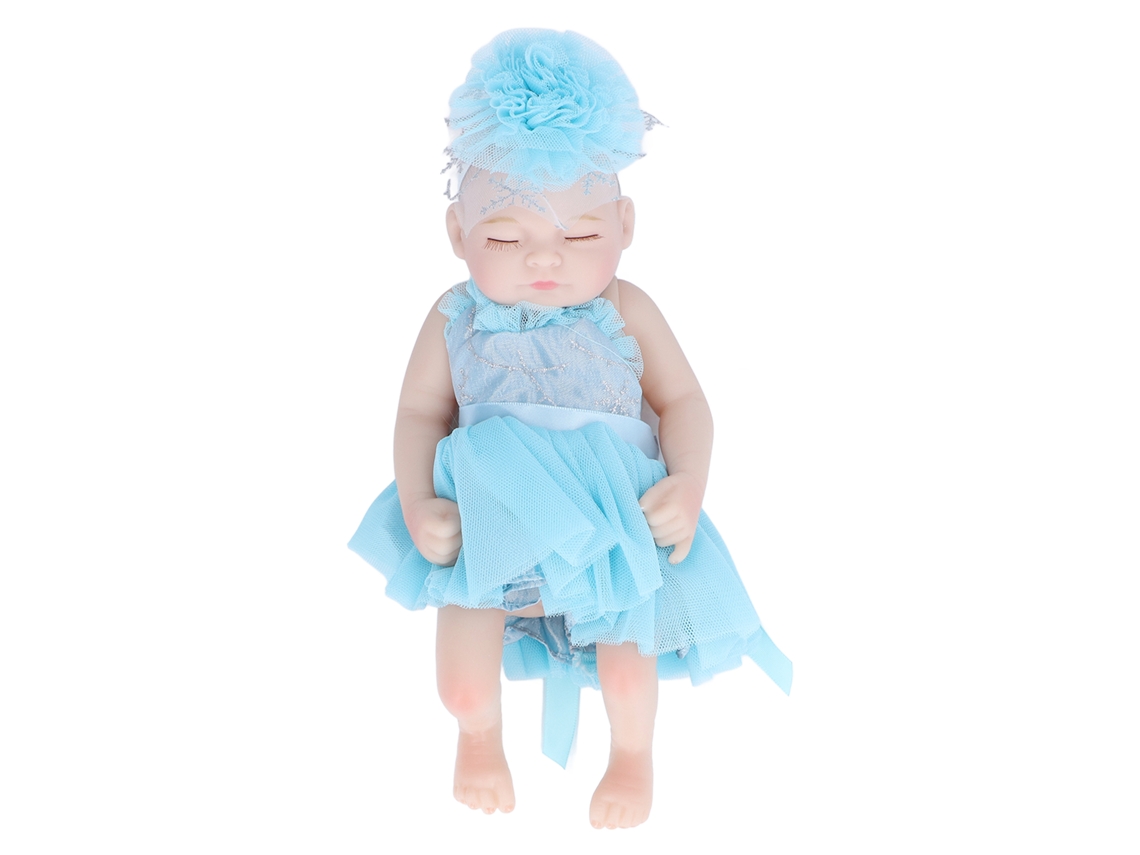 Muñeca Realista De Silicona De 25 Cm (10 Pulgadas) Con Vestido Azul.