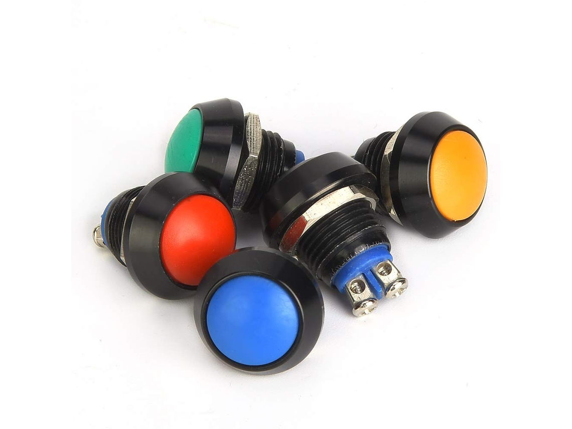 Pulsador impermeable IP65 con función de reinicio, 12 mm, 3 A/250 V CA, 5 tuercas SFUSHOS