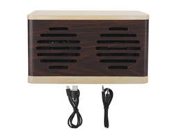 Altavoz Bluetooth Portátil Con Subwoofer De Acabado De Madera D7 Con Cable De Audio Y Carga