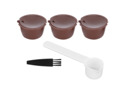 Kit de cápsulas de café reutilizables para máquina Dolce Gusto con 3 cápsulas, 1 cuchara y 1 cepillo