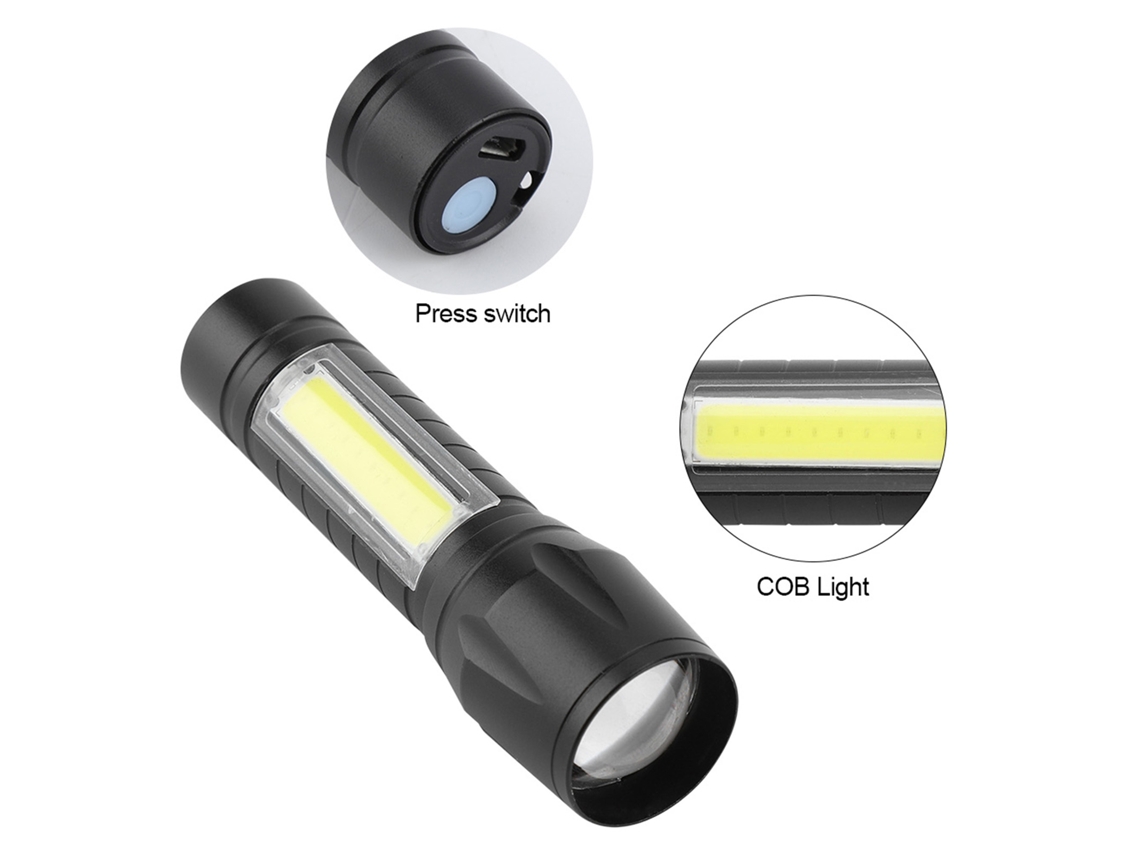 2026-linterna Led Portátil Xpe + Cob Impermeable Telescópica Zoom 3 Modos Para Exterior