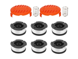 Carrete de hilo (paquete de 6) con 2 cubiertas para cortacésped Blackdecker, repuesto para AF 100, cubierta de alimentación automática