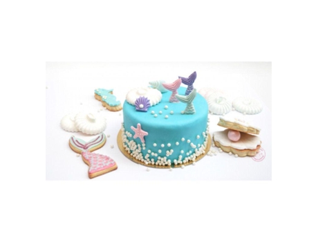 4 Cortadores de galletas y 6 decoraciones de azúcar - Sirena
