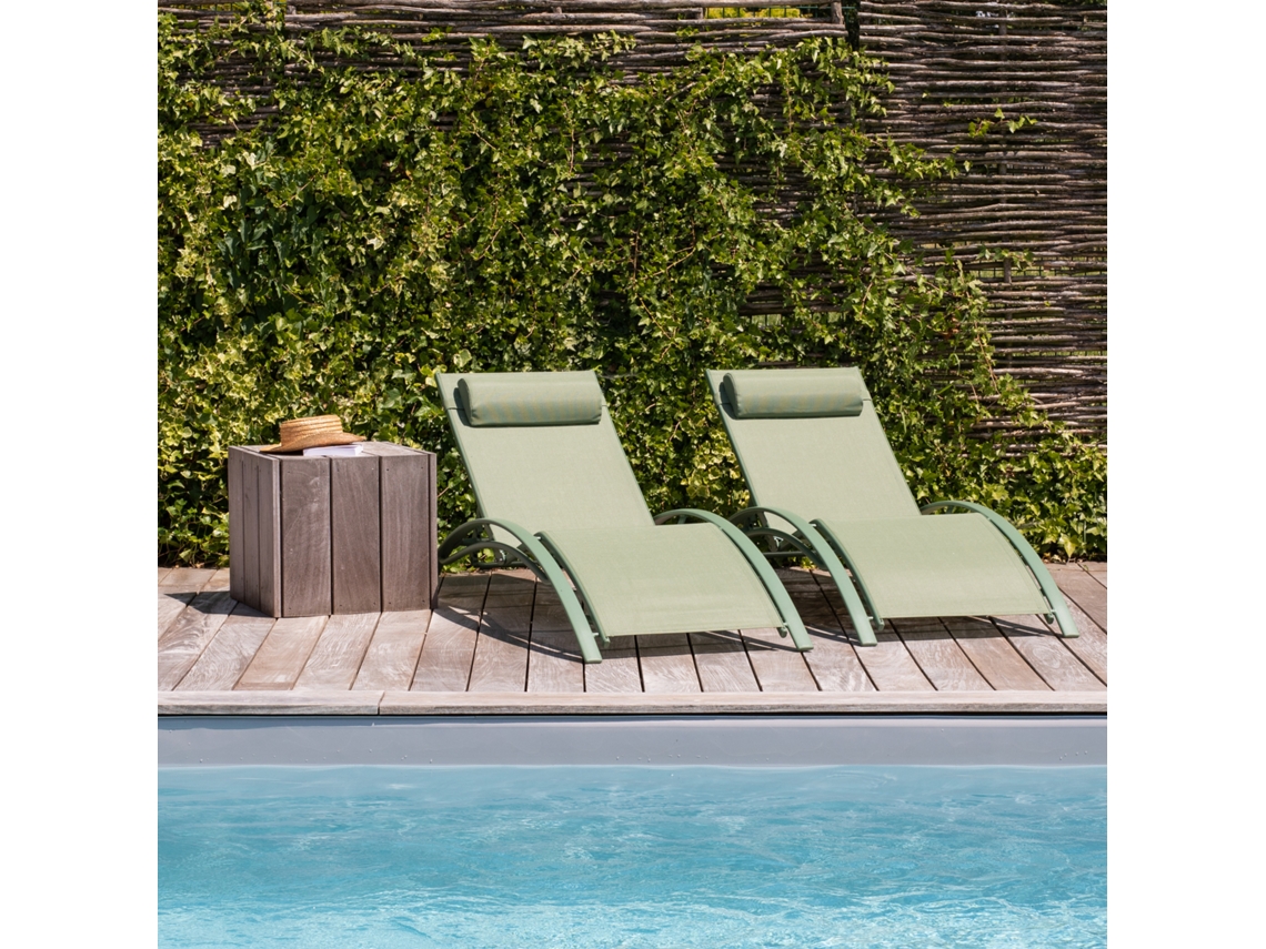 Pack 2 Tumbonas HAPPY GARDEN (173.5 x 63 x 82 cm - Aluminio - Verde)