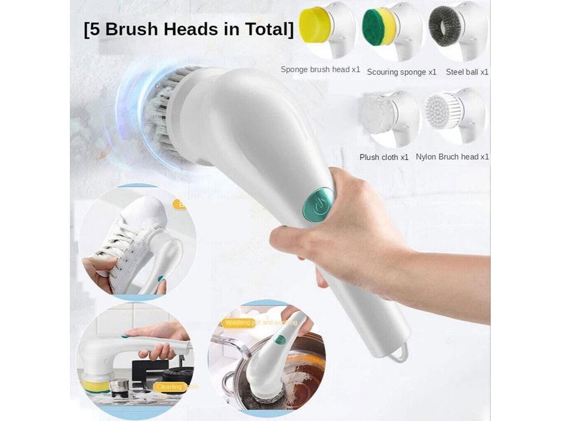 2026-escoba Eléctrica Inalámbrica 5 En 1 Recargable Usb Cepillo Mano Baño Cocina 800mah 3h Uso