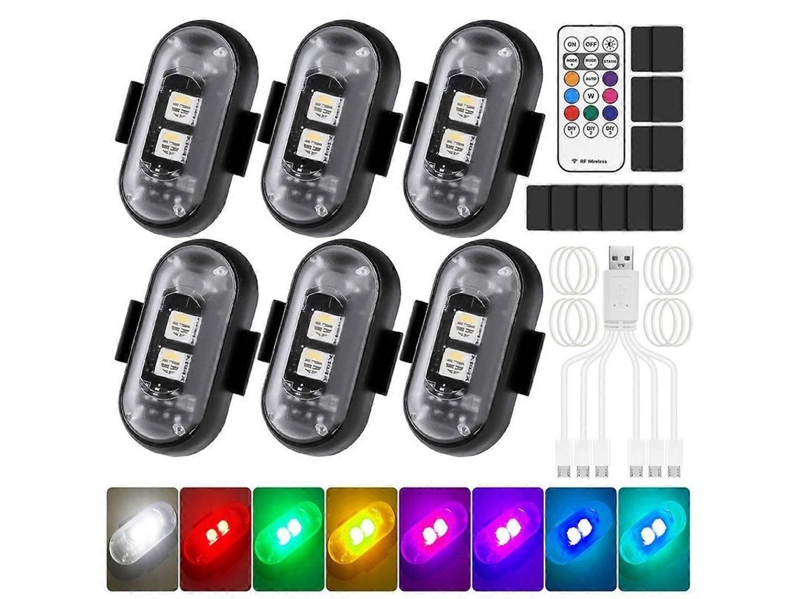 Juego de 6 luces LED inalámbricas con control remoto para coche CHARM