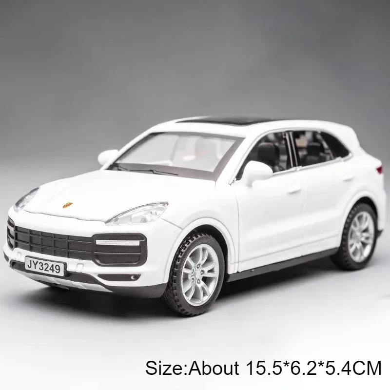 (Cayenne blanco) Coche a escala 1:32 de metal fundido a presión - Efectos de sonido y luz - Puertas que se abren