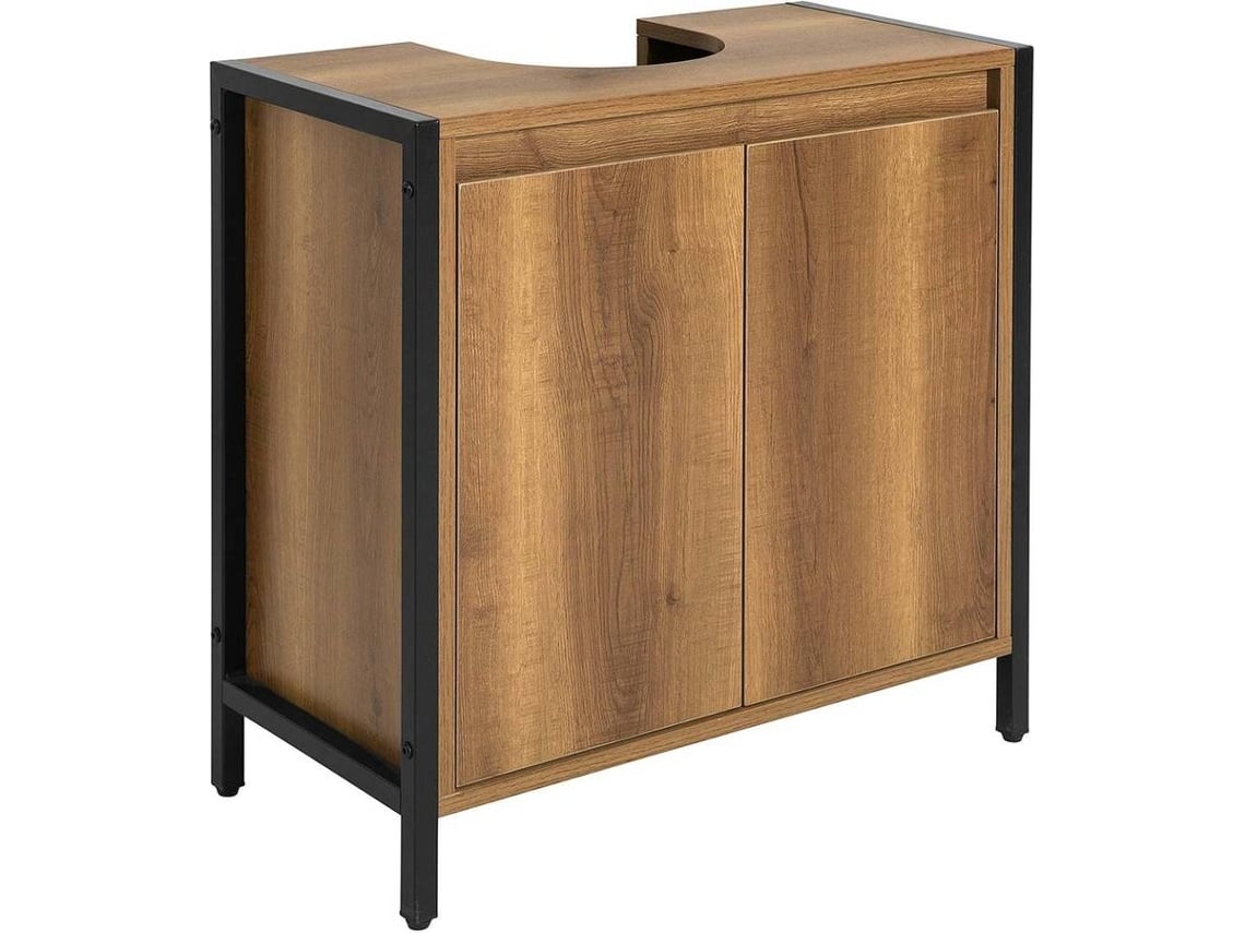 Mueble Para Debajo Del Lavabo Armario De Baño De Suelo 1 Estante Y 2 Puertas Bzr63-Pf SOBUY (Marrón-60x60x30 cm)