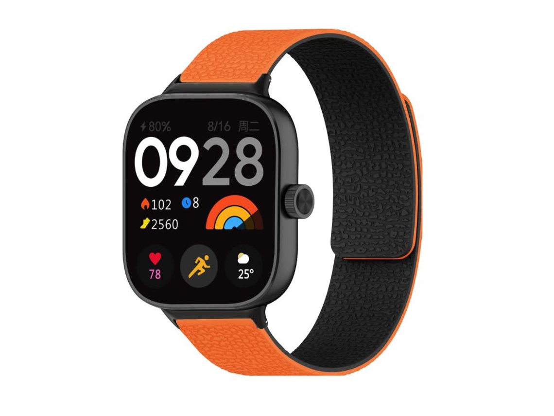 Pulsera para Redmi Watch 6 / 5 / 4 - Silicona suave magnética - Textura de lichi naranja y negro