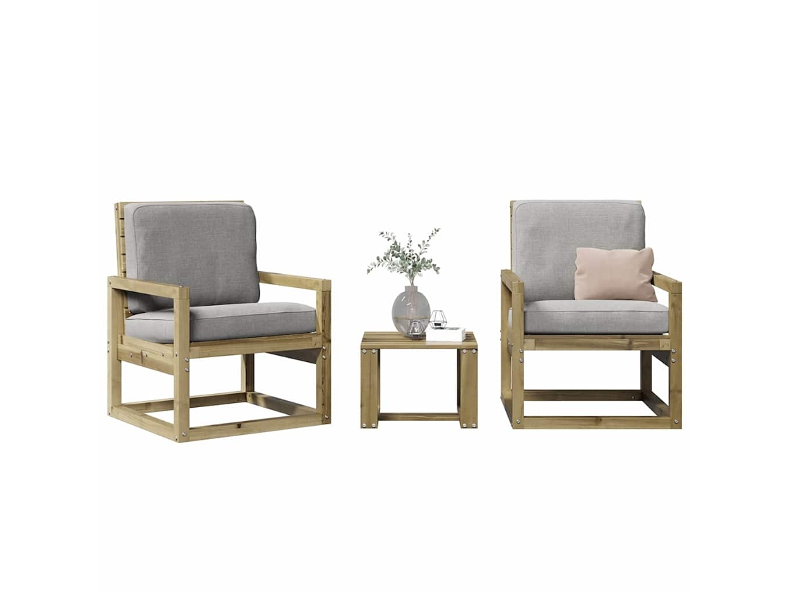 Conjunto de muebles de jardín de madera de pino impregnada Dkd Home Decor