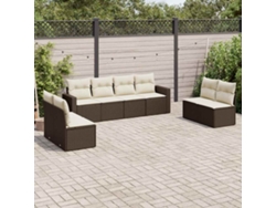 Conjunto de sofás de jardín con cojines de mimbre marrón, Dkd Home Decor