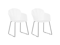 Conjunto de 2 cadeiras de jantar de estilo moderno BELIANI Sylva de Material sintético Branco 58x54x85