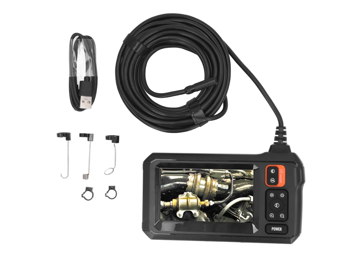 Cámara De Inspección Endoscópica Industrial Con Lente Hd 1080p De 8 Mm, Ip67, Cable Rígido De 5 M Y Pantalla De 4,3 Pulgadas Para Mantenimiento Automotriz.