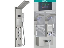 Grifo de ducha LED con pantalla digital de temperatura y sistema de masaje corporal, acabado cepillado 8004