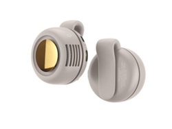 Ventilador USB portátil sin aspas, blanco, con cinturón.